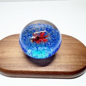 Hand Blown Swimming Lobster Art Glass Paperweight